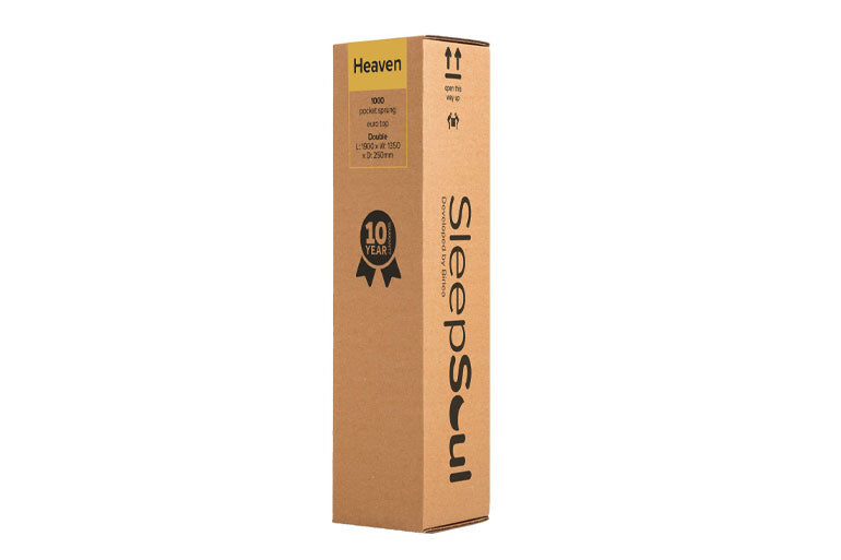 Cardboard box with 'SleepSoul' branding on a white background