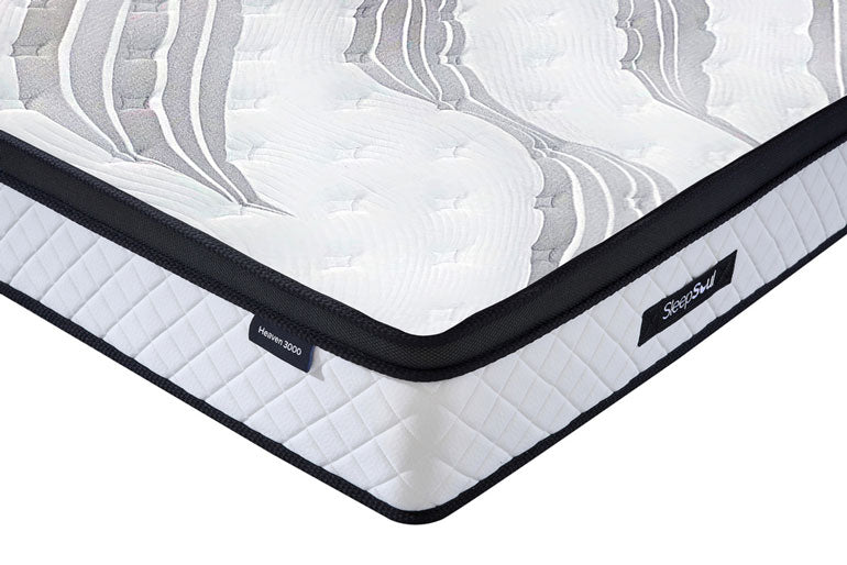 Corner view of Sleepsoul Heaven Cool Gel 3000 Mattress in white background
