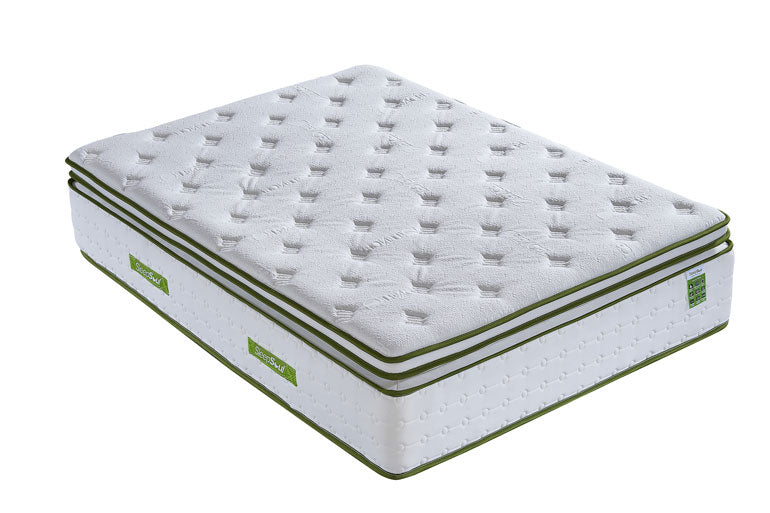 Full side view of Sleepsoul pillow-top mattress on white background
