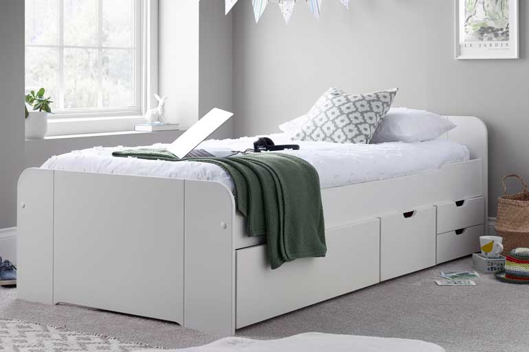 Trend White Wooden 4 Drawer Storage Bed