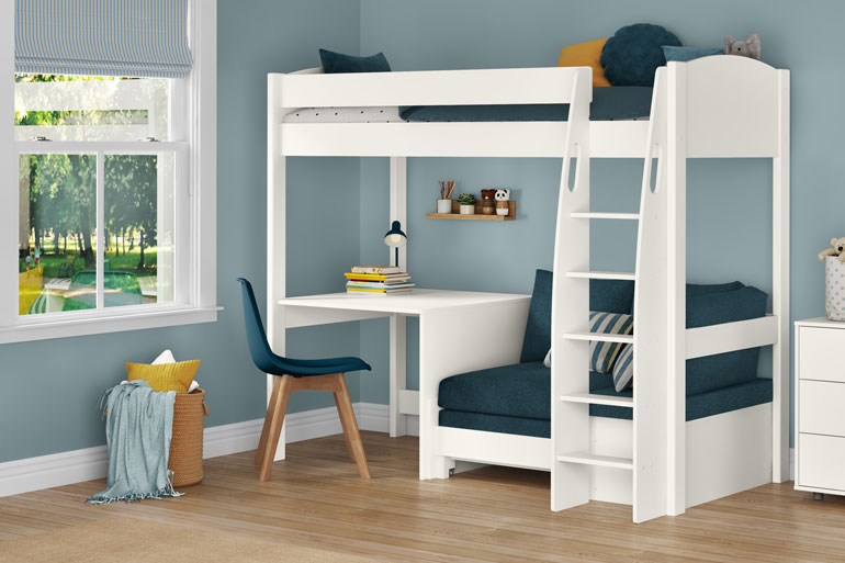 Stompa Uno S 21 High Sleeper with Sofa Bed and Fixed Desk