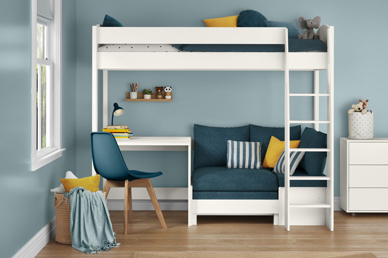 Stompa Uno S 21 High Sleeper with Sofa Bed and Fixed Desk