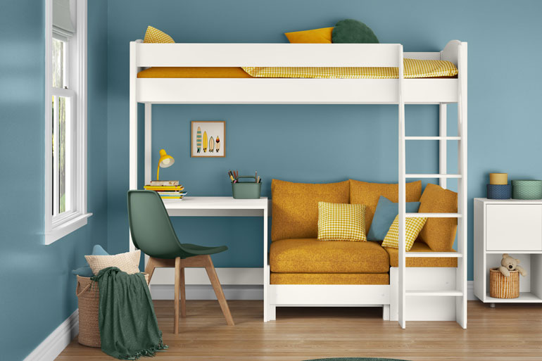 Stompa Uno S 21 High Sleeper with Sofa Bed and Fixed Desk