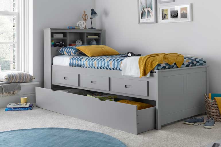 Veera Grey Guest Bed with storage drawer