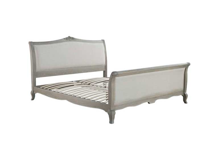Undressed Willis & Gambier Camille High Foot End Bed on white background showing sprung slatted base.