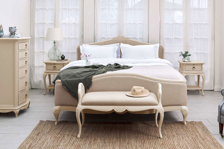 Willis & Gambier Ivory Upholstered Bed in bedroom setting.