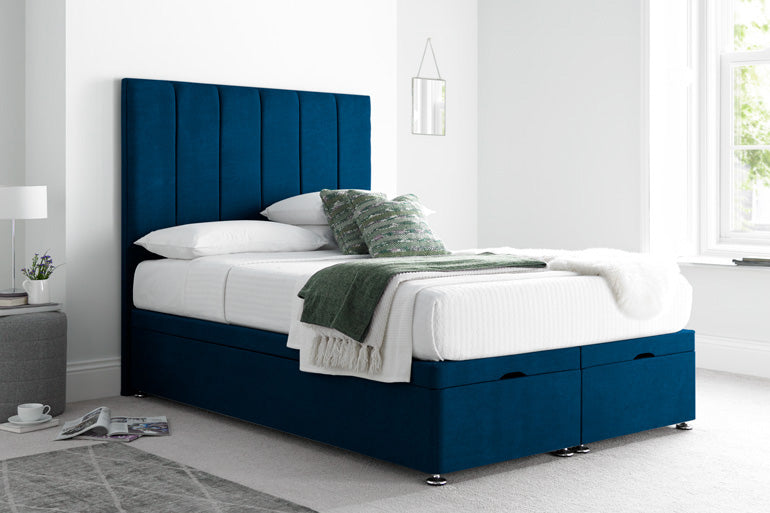 Willow Ottoman Bed in Plush Velvet Marine