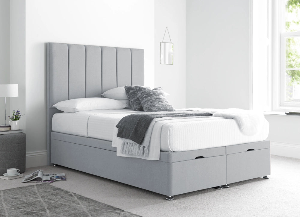 Willow Ottoman Bed in Plush Velvet Silver