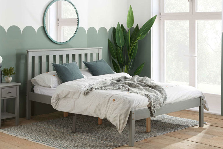 Birlea Denver Bed in Grey in bedroom setting