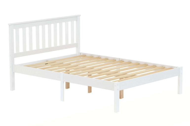 Birlea Denver Bed White wooden bed frame with slatted base on a white background