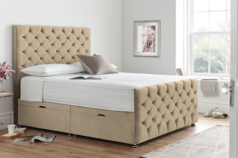 Divan | Ottoman Bed with Button Headboard & High Foot End