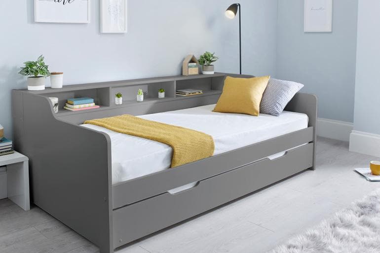 Bertie Grey Wooden Day Bed with Trundle