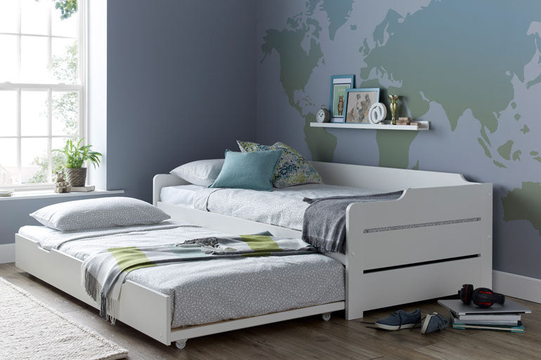 Copella White Wooden Day Bed with Trundle
