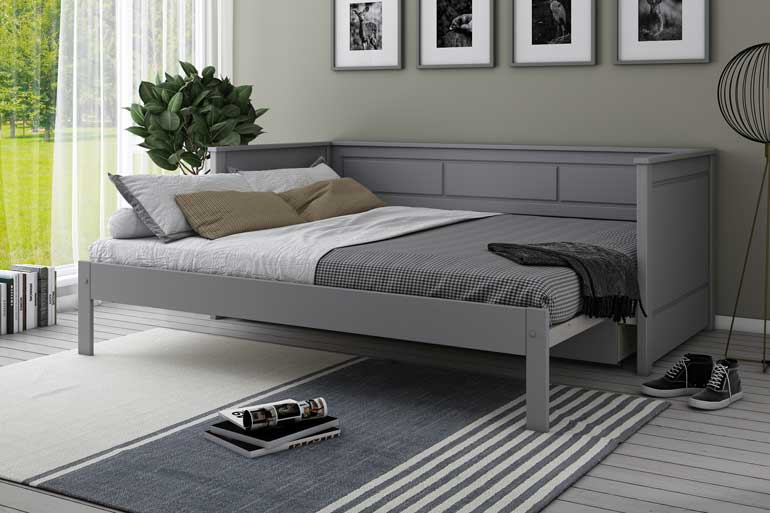 Noomi Erika Grey Wooden Day Bed with Trundle