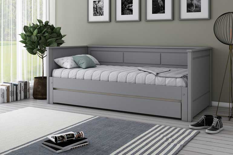 Noomi Erika Grey Wooden Day Bed with Trundle