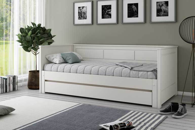 Noomi Erika White Wooden Day Bed with Trundle