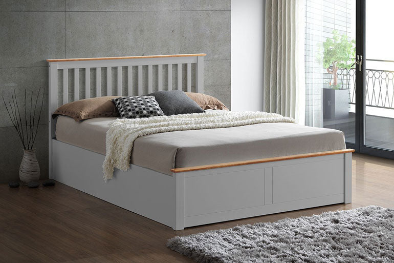 Wooden Ottoman Bed in Grey