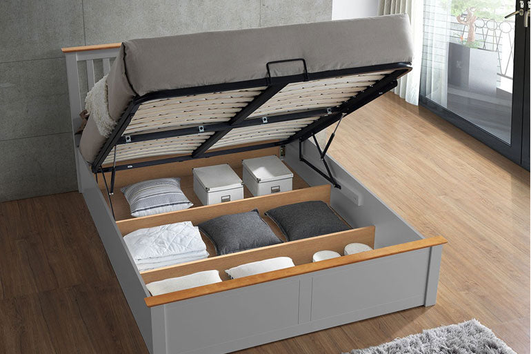 Wooden Ottoman Bed in Grey