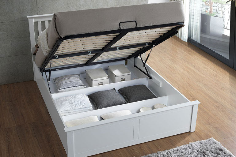 Malmo Ottoman Bed in White Inside