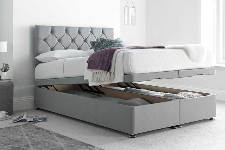 Mini Button Ottoman Bed Open