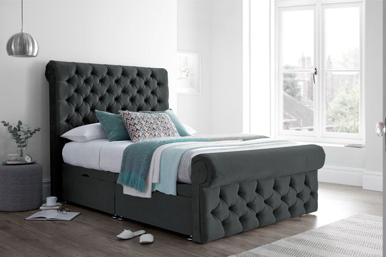 Palermo Divan Bed in Black Velvet