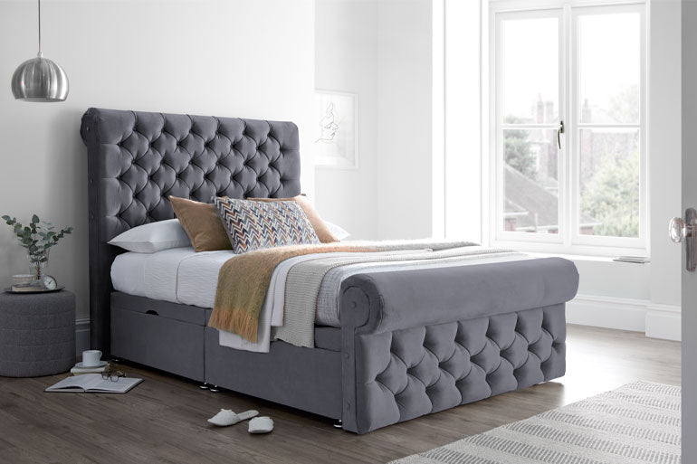 Palermo Divan Bed in Plush Steel