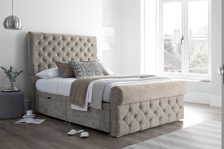 Palermo Divan Bed in Woven Latte