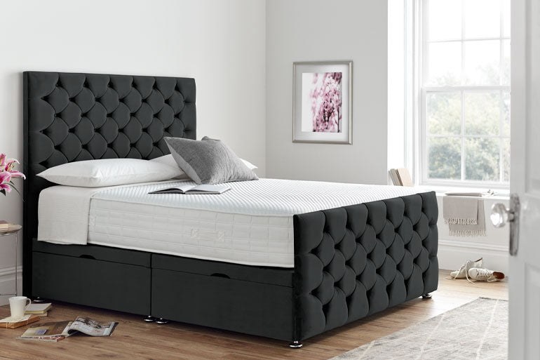 Divan | Ottoman Bed with Button Headboard & High Foot End