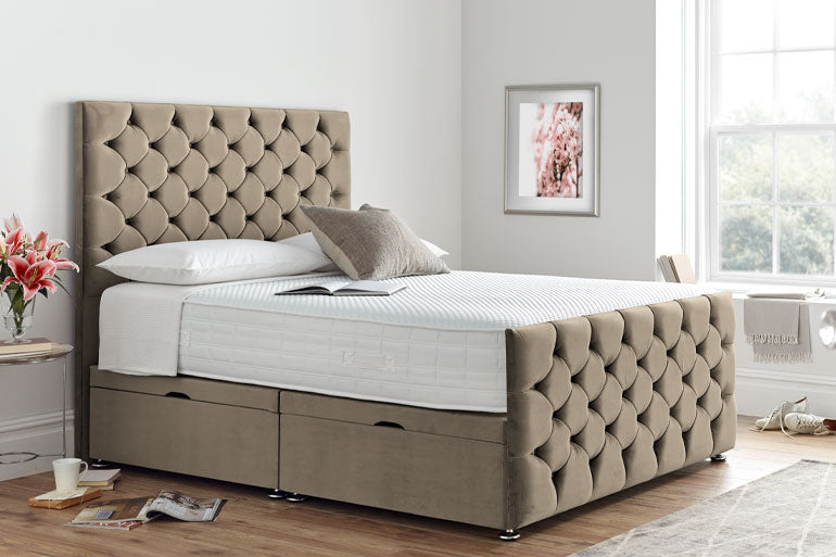 Divan | Ottoman Bed with Button Headboard & High Foot End