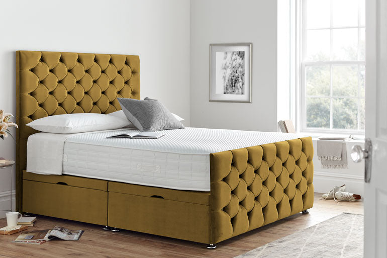 Divan | Ottoman Bed with Button Headboard & High Foot End