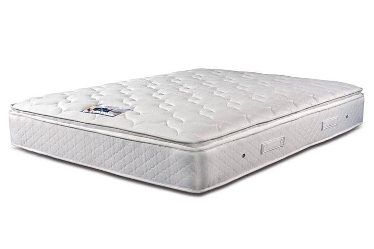 Full view of Sleepeezee Memory Comfort 1000 Mattress with pillow-top on a white background