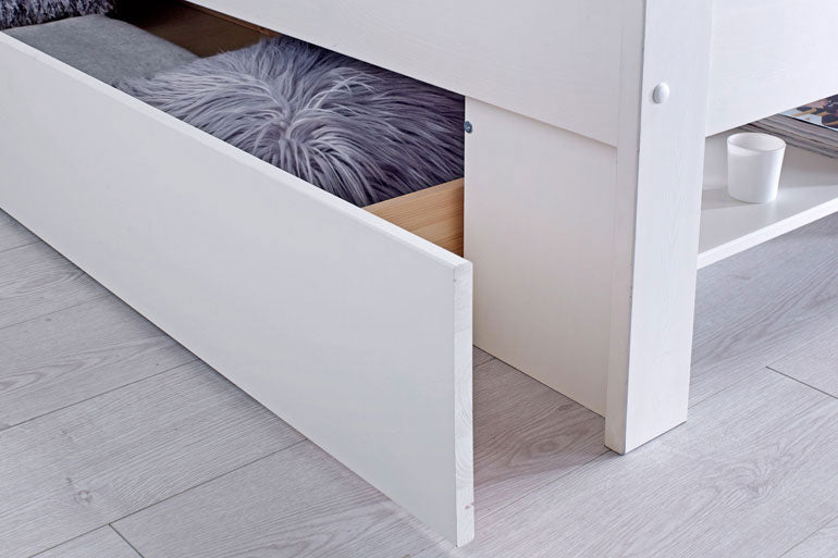 White Wooden Storage Bed