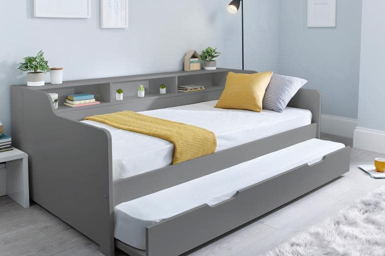 Tyler Day Bed with Trundle Grey Open