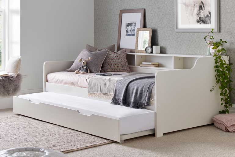 Tyler White Guest Bed with Trundle Side Open 2