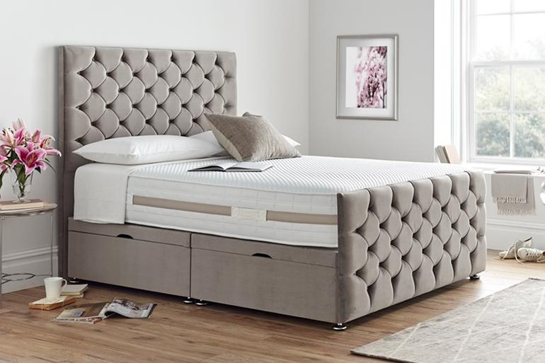 Divan | Ottoman Bed with Button Headboard & High Foot End