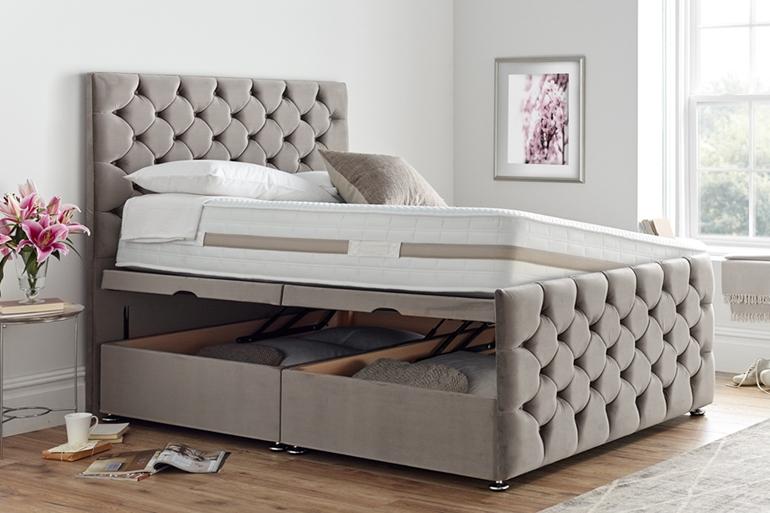 Divan | Ottoman Bed with Button Headboard & High Foot End