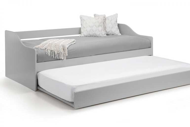 Elba Dove Grey Wooden Day Bed with Trundle