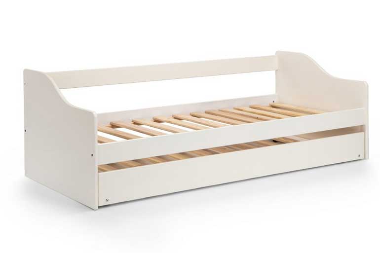 Elba White Wooden Day Bed with Trundle