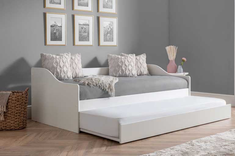 Elba Dove Grey Wooden Day Bed with Trundle